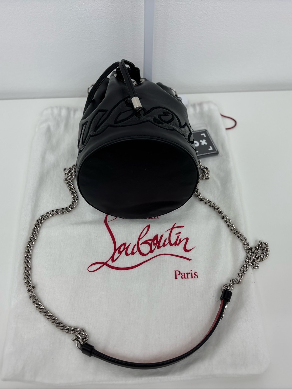 Christian Louboutin Marie Jane Black Leather Bucket Bag - Picture 3 of 8